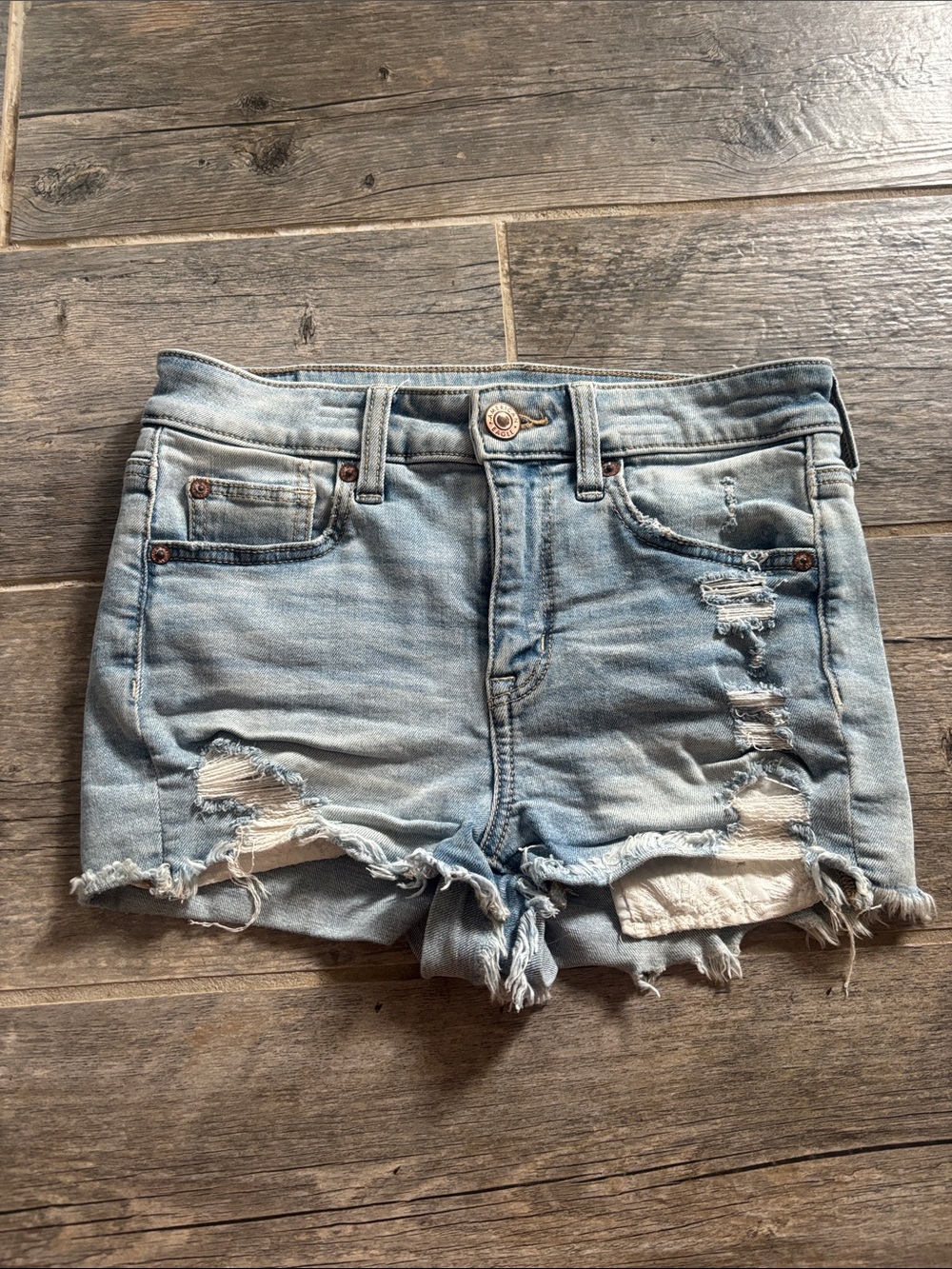 Distressed Light Blue Denim Women's Shorts